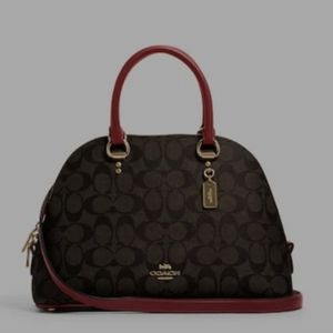 Coach Katy Signature Satchel Original Canvas Red Straps